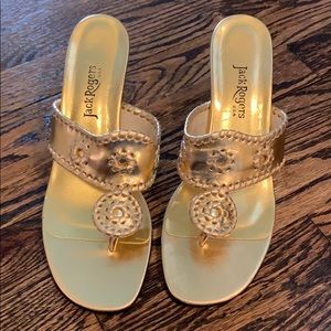 Jack Rogers Gold Kitten Heel Sandals - 8.5